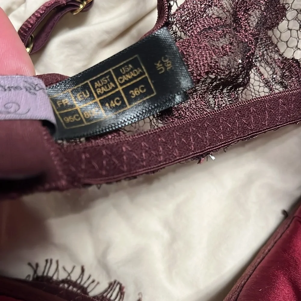Agent Provocateur soirée silk & lace mei Siam Red Lace Bra & VS thong set